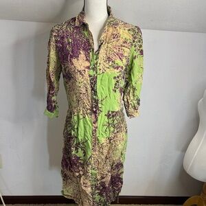 Leona Edminston Floral Green and Purple Women's Dress Size 2